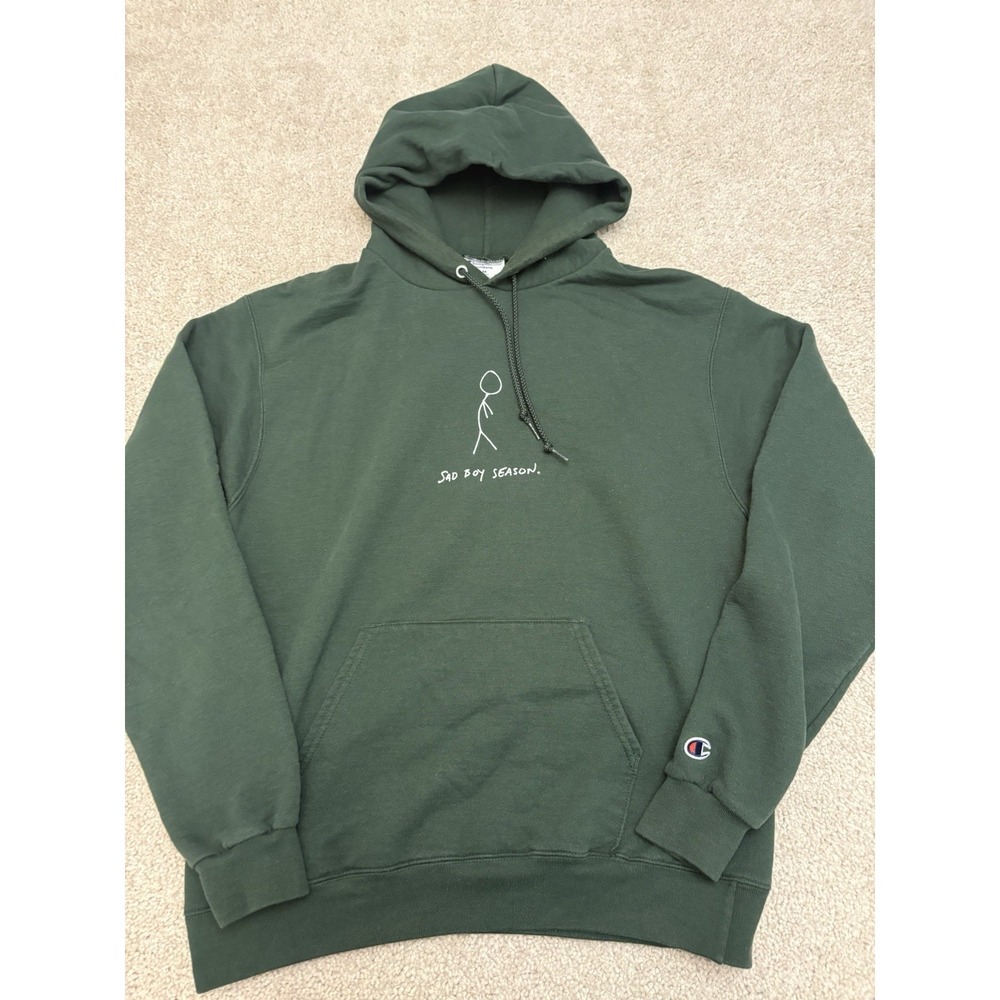 Men's Barstool Sports X Champion Collab Sad Boy Season Green Hoodie Size Medium